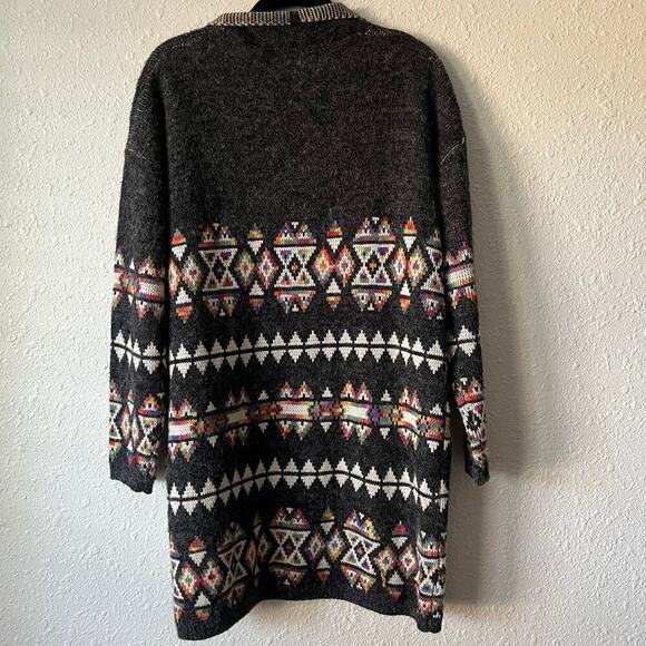 Aztec Southwest Indie Print Cardigan Sweater 3/4 Length Size Small - Picture 2 of 6